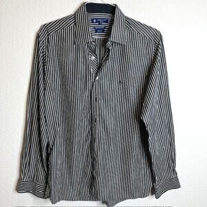 Dudalina Sport Brazilian Slim Fit Stretch Striped Oxford Shirt Size Large (4)